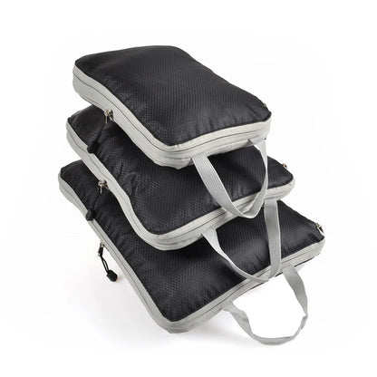 Foldable and Compressible Waterproof Packing Cubes - Nylon Travel Storage Bags with Handbag and Luggage Organizer