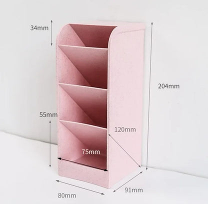Multifunctional 4-Grid Desktop Organizer for Pens and Makeup - Versatile Storage Solution for School and Office Accessories