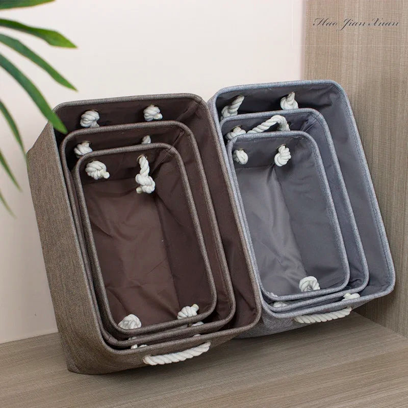 Cotton Linen Folding Storage Baskets for Kids' Toys, Clothing, and Miscellaneous Items - Versatile Storage Solution and Laundry Basket