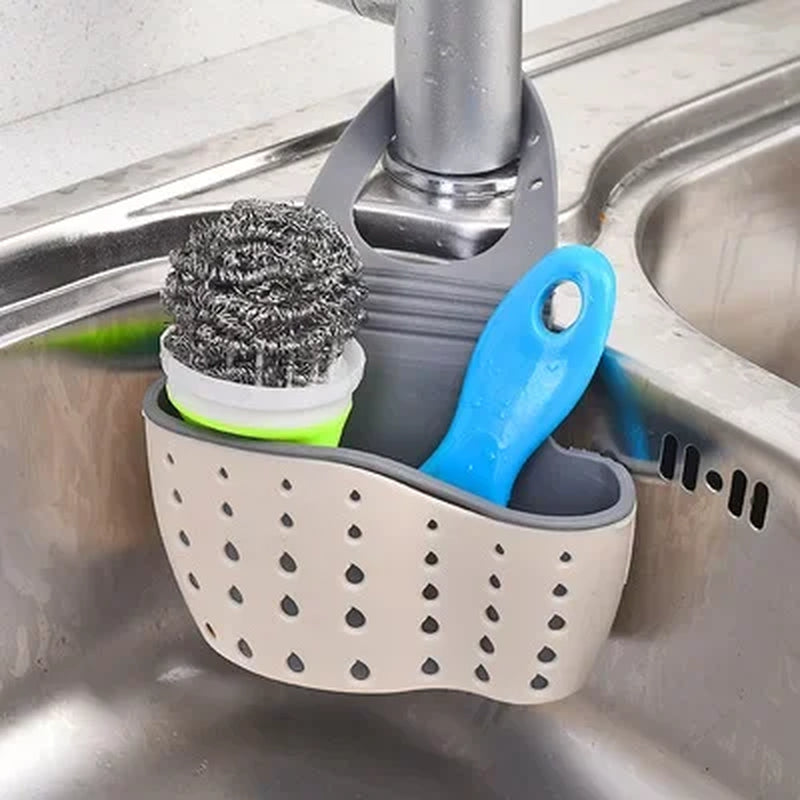 Suction Cup Kitchen Sponge and Soap Holder - PP Rubber Storage Rack for Wash Cloths and Cleaning Tools