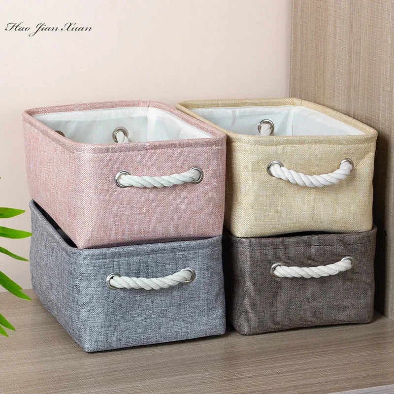 Cotton Linen Folding Storage Baskets for Kids' Toys, Clothing, and Miscellaneous Items - Versatile Storage Solution and Laundry Basket