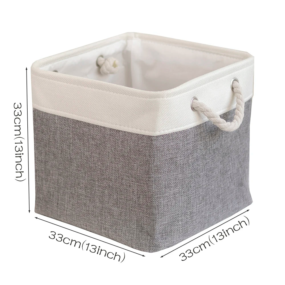 Cotton Linen Folding Storage Baskets for Kids' Toys, Clothing, and Miscellaneous Items - Versatile Storage Solution and Laundry Basket