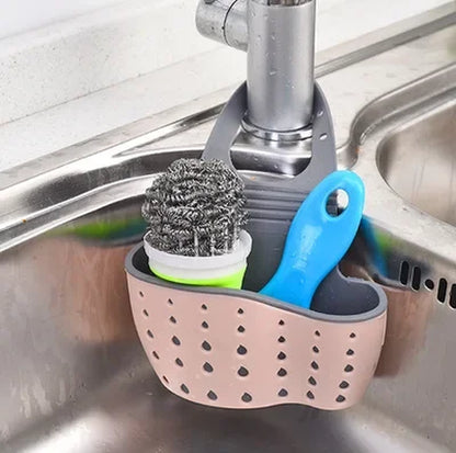 Suction Cup Kitchen Sponge and Soap Holder - PP Rubber Storage Rack for Wash Cloths and Cleaning Tools