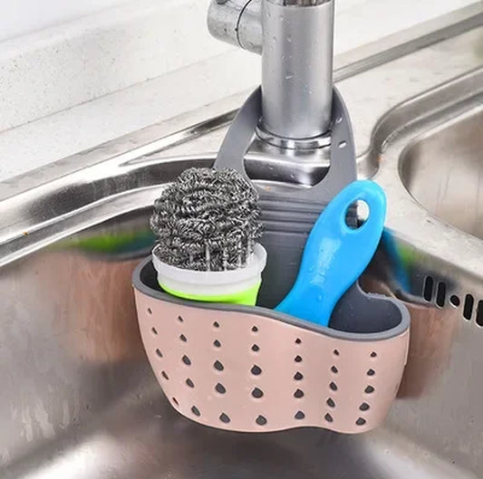 Suction Cup Kitchen Sponge and Soap Holder - PP Rubber Storage Rack for Wash Cloths and Cleaning Tools