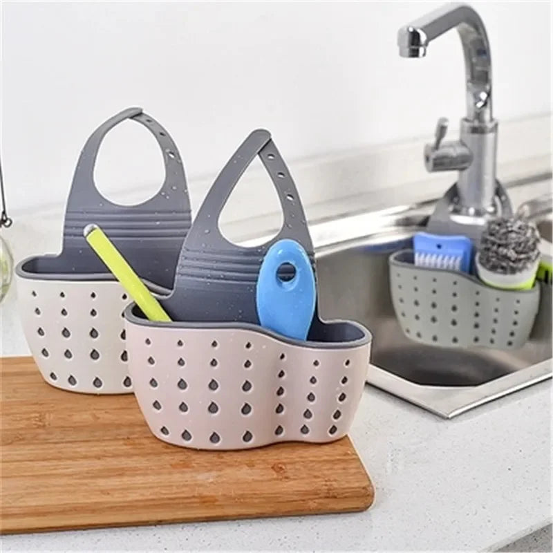 Suction Cup Kitchen Sponge and Soap Holder - PP Rubber Storage Rack for Wash Cloths and Cleaning Tools