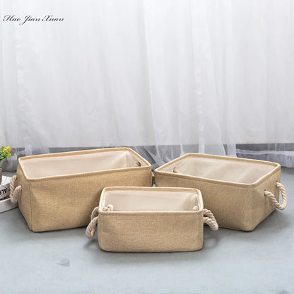 Cotton Linen Folding Storage Baskets for Kids' Toys, Clothing, and Miscellaneous Items - Versatile Storage Solution and Laundry Basket