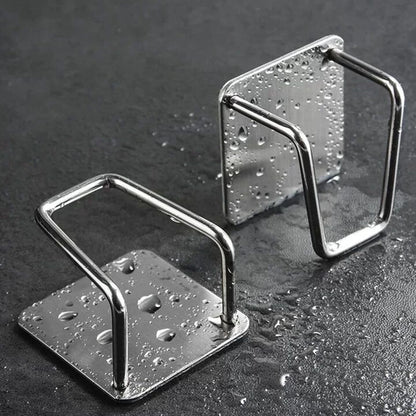 Stainless Steel Sink Sponge Holder with Self-Adhesive Drain Drying Rack - Kitchen Wall Hooks Storage Organizer