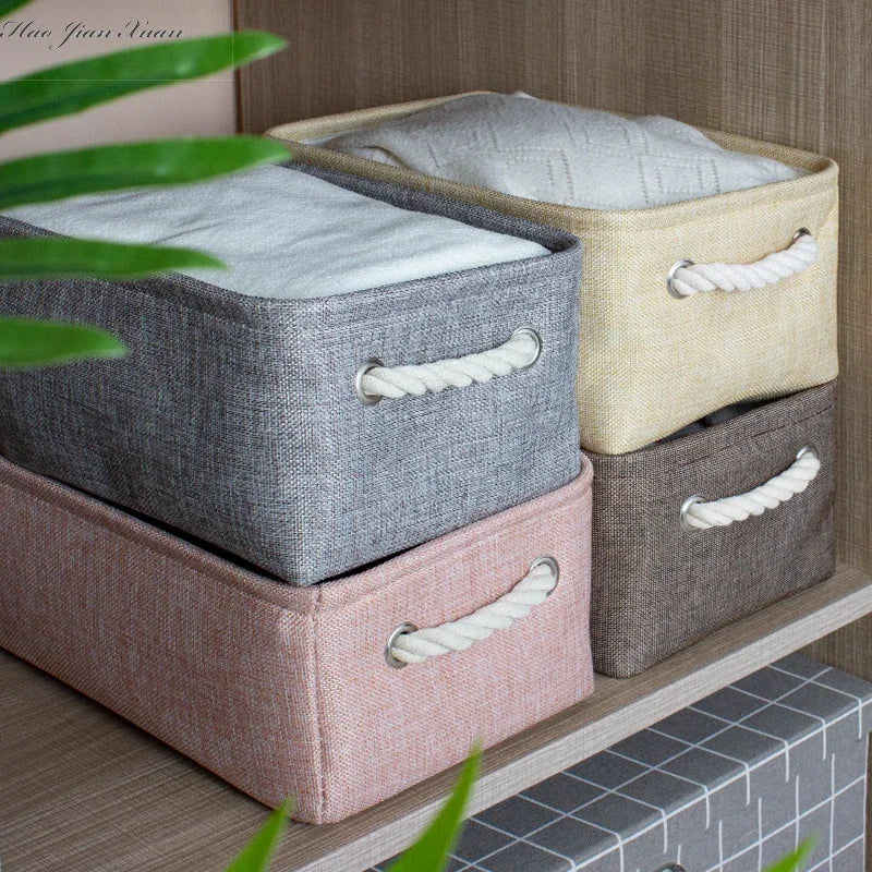 Cotton Linen Folding Storage Baskets for Kids' Toys, Clothing, and Miscellaneous Items - Versatile Storage Solution and Laundry Basket