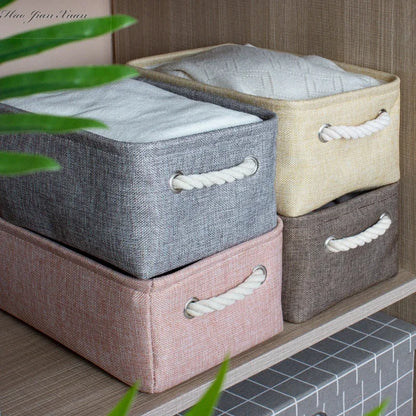 Cotton Linen Folding Storage Baskets for Kids' Toys, Clothing, and Miscellaneous Items - Versatile Storage Solution and Laundry Basket