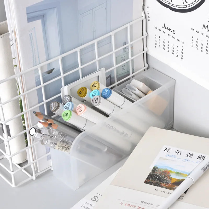 Multifunctional 4-Grid Desktop Organizer for Pens and Makeup - Versatile Storage Solution for School and Office Accessories