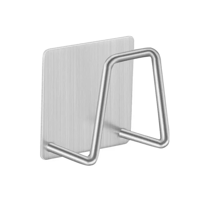 Stainless Steel Sink Sponge Holder with Self-Adhesive Drain Drying Rack - Kitchen Wall Hooks Storage Organizer