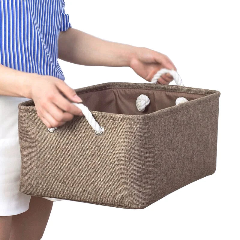 Cotton Linen Folding Storage Baskets for Kids' Toys, Clothing, and Miscellaneous Items - Versatile Storage Solution and Laundry Basket