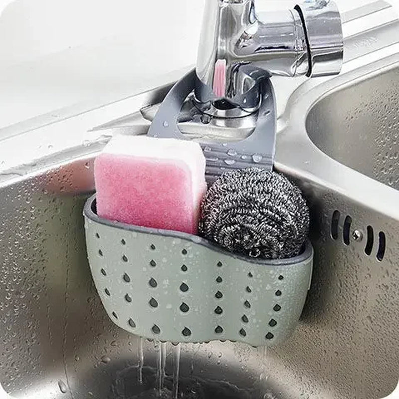 Suction Cup Kitchen Sponge and Soap Holder - PP Rubber Storage Rack for Wash Cloths and Cleaning Tools