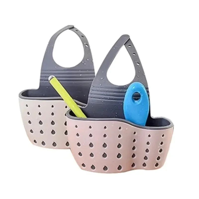 Suction Cup Kitchen Sponge and Soap Holder - PP Rubber Storage Rack for Wash Cloths and Cleaning Tools