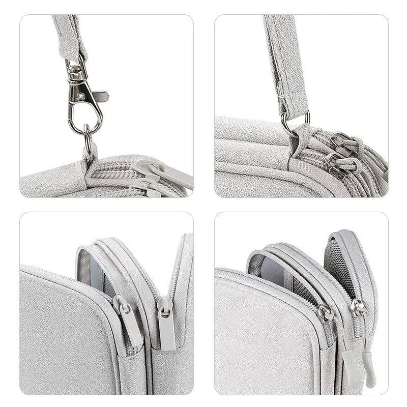 Portable Digital Storage Bag for Travel - USB Data Cable and Headset Organizer in Pink, Grey, Black, and Navy