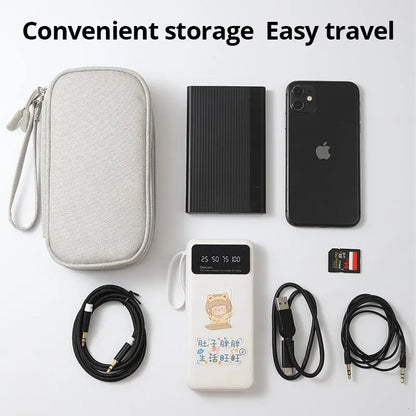 Portable Digital Storage Bag for Travel - USB Data Cable and Headset Organizer in Pink, Grey, Black, and Navy