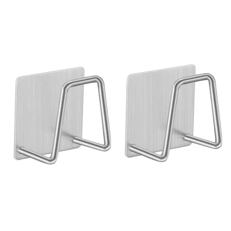 Stainless Steel Sink Sponge Holder with Self-Adhesive Drain Drying Rack - Kitchen Wall Hooks Storage Organizer