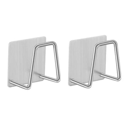 Stainless Steel Sink Sponge Holder with Self-Adhesive Drain Drying Rack - Kitchen Wall Hooks Storage Organizer