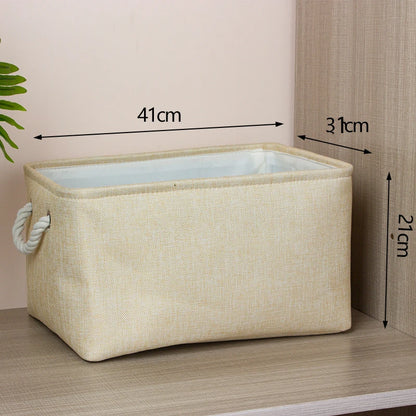 Cotton Linen Folding Storage Baskets for Kids' Toys, Clothing, and Miscellaneous Items - Versatile Storage Solution and Laundry Basket