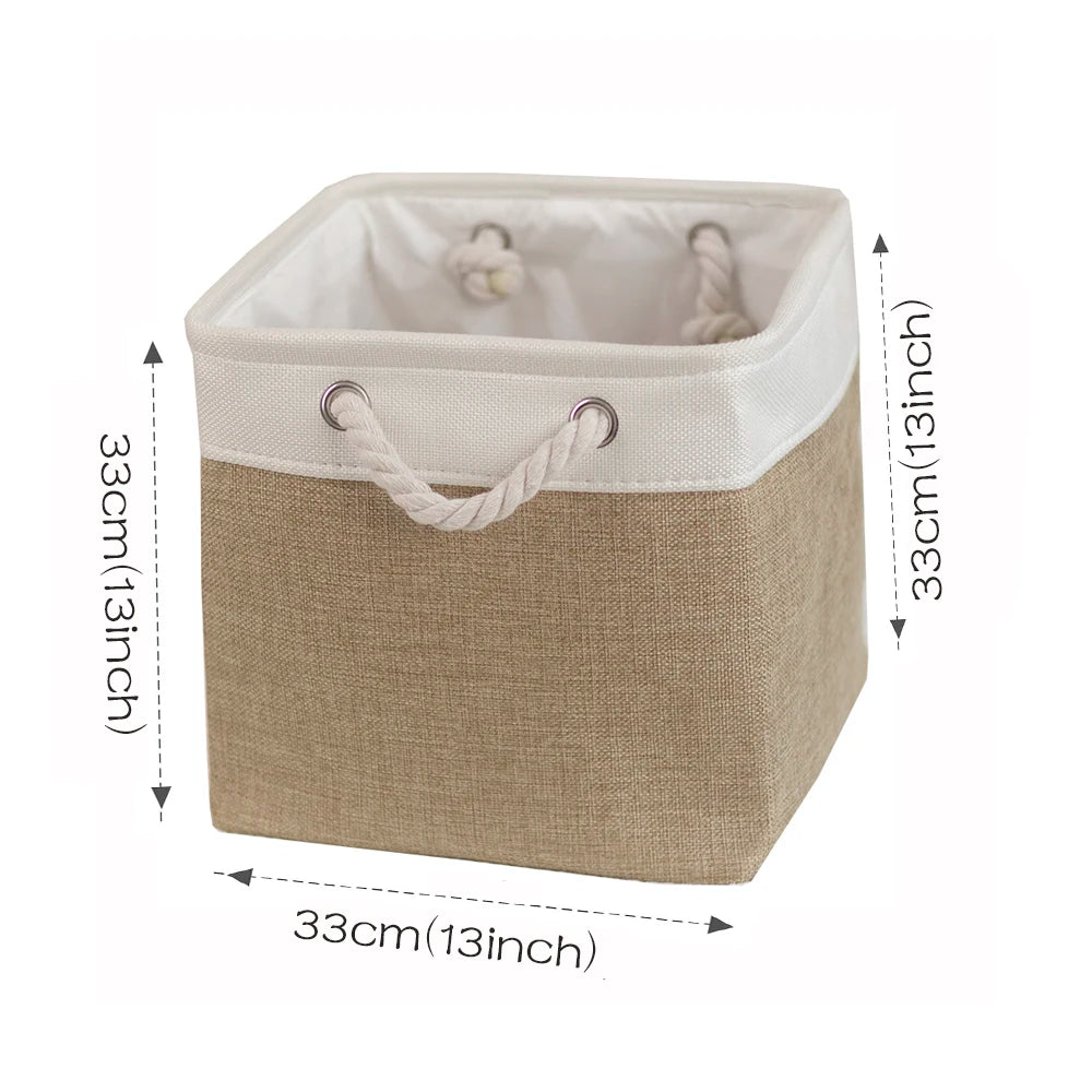 Cotton Linen Folding Storage Baskets for Kids' Toys, Clothing, and Miscellaneous Items - Versatile Storage Solution and Laundry Basket