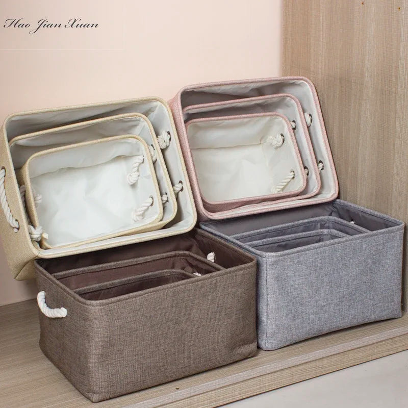 Cotton Linen Folding Storage Baskets for Kids' Toys, Clothing, and Miscellaneous Items - Versatile Storage Solution and Laundry Basket