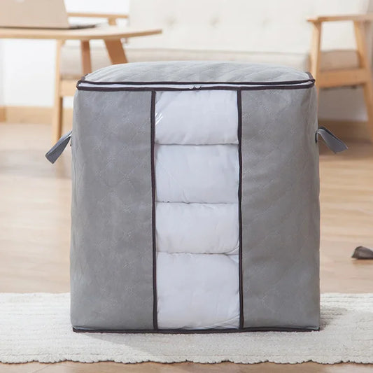 Portable Non-Woven Clothes Storage Organizer for Bedding, Pillows, and Quilts
