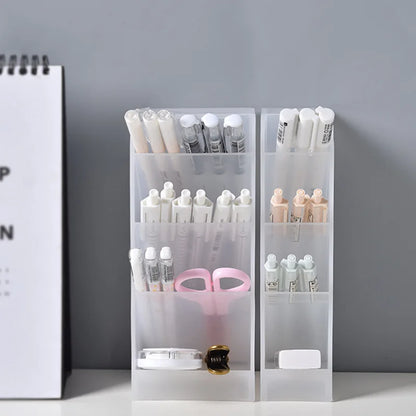Multifunctional 4-Grid Desktop Organizer for Pens and Makeup - Versatile Storage Solution for School and Office Accessories